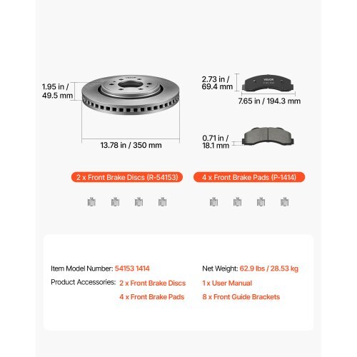 Front Brake Kit Ceramic Brake Pads & Hollow Brake Rotors Replacement, Compatible with 015-2020 Ford F-150, 2010-2014 Ford F-150 (6 Lug Models), 2010-2021 Ford Expedition & Lincoln Navigator