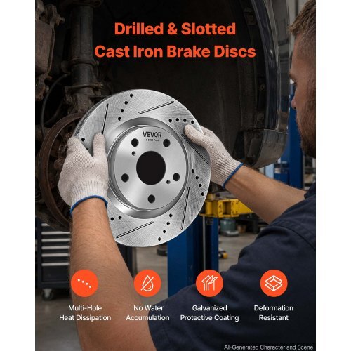 Front & Rear Brake Kit Ceramic Brake Pads and Drilled Slotted Rotors, Compatible with 2012-2017 Toyota Camry, 2013-2018 Toyota Avalon, 2013-2018 Lexus ES 350, 2013-2018 Lexus ES 300h