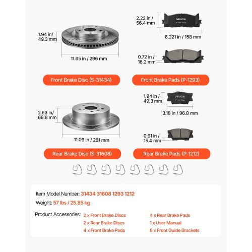 Front & Rear Brake Kit Ceramic Brake Pads and Drilled Slotted Rotors, Compatible with 2012-2017 Toyota Camry, 2013-2018 Toyota Avalon, 2013-2018 Lexus ES 350, 2013-2018 Lexus ES 300h