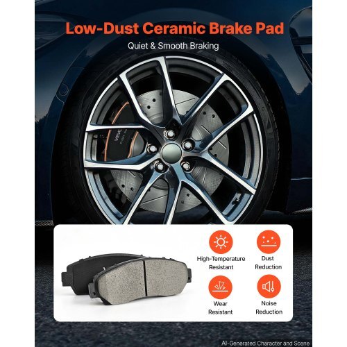 Front & Rear Brake Kit Compatible with 2012-2016 Honda CR-V (AWD), Cast Iron Drilled and Slotted Brake Rotors, Ceramic Brake Pads Replacement Kit, 11.65" Front Rotors and 12" Rear Rotors