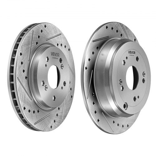 Front & Rear Brake Kit Compatible with 2012-2016 Honda CR-V (AWD), Cast Iron Drilled and Slotted Brake Rotors, Ceramic Brake Pads Replacement Kit, 11.65" Front Rotors and 12" Rear Rotors