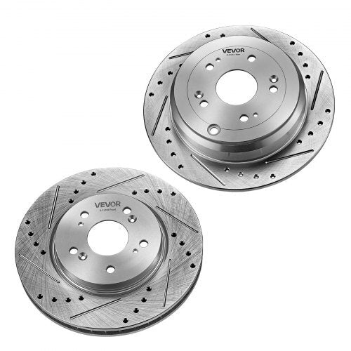 Front & Rear Brake Kit Compatible with 2012-2016 Honda CR-V (AWD), Cast Iron Drilled and Slotted Brake Rotors, Ceramic Brake Pads Replacement Kit, 11.65" Front Rotors and 12" Rear Rotors