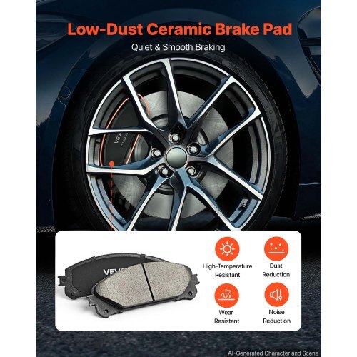 Front & Rear Brake Kit Ceramic Brake Pads & Hollow Brake Rotors Kit, Compatible with 2010-2015 Lexus RX350, 2010-2015 Lexus RX450H, 2015-2019 Toyota Highlander, 2011-2020 Toyota Sienna