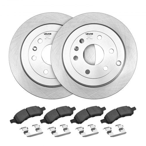 Front & Rear Brake Kit Compatible with 2008-2017 Buick Enclave, 2009-2017 Chevrolet Traverse/2007-2010 Saturn Outlook, 2007-2016 GMC Acadia/2017 GMC Acadia Limited, Hollow Brake Rotors Pads Kit