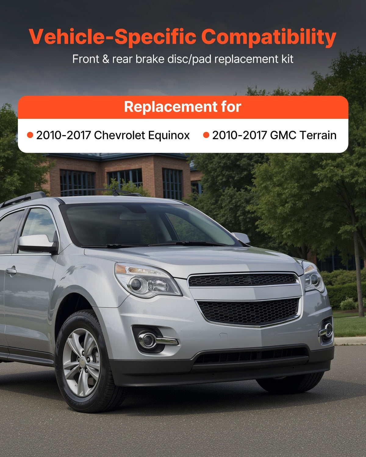 Front and Rear Brake Kit Compatible with 2010-2017 Chevrolet Equinox, 2010-2017 GMC Terrain, Hollow Brake Rotors Ceramic Brake Pads Replacement Kit, 12.7 in Front Rotors, 12 in Rear Rotors