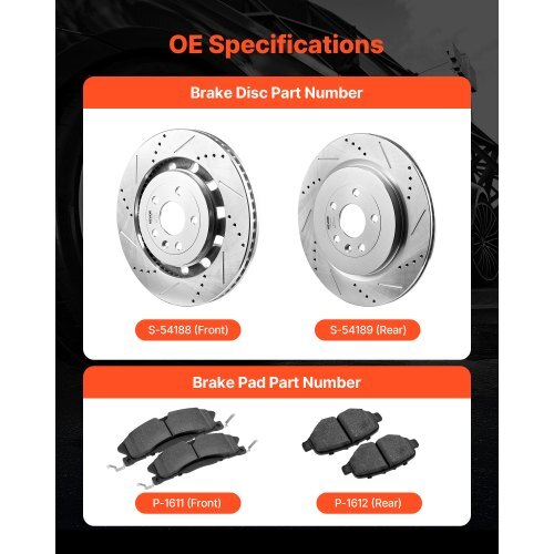 Front and Rear Brake Kit Fits for 2013-2015 Ford Explorer (Limited, Sport, XLT; Heavy Duty Brakes), 2018 Ford Explorer (Limited, Platinum, Sport, XLT; Heavy Duty Brakes; 2 Piston Rear Caliper)