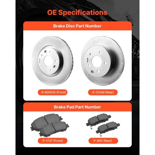 Front and Rear Brake Kit Compatible with 2014-2015 Nissan Rogue (2 Row Seating; 11.65 inch (296mm) Front Outer Diameter), Hollow Structure Brake Rotors Ceramic Brake Pads Replacement Kit