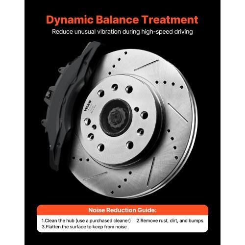 Front Brake Kit Compatible with 2008-2016 Cadillac Escalade/Escalade ESV, 2017-2020 Cadillac Escalade/Escalade ESV (Models without Brembo Brake Package), Drilled & Slotted Brake Rotors Kit