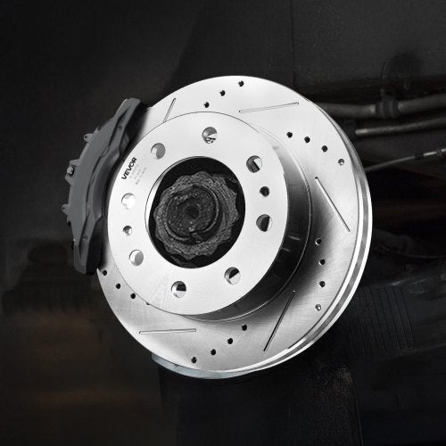 Front and Rear Brake Kit Compatible with 2002-2006 Chevrolet Avalanche 2500 (8 STUD), 2002-2004 Chevrolet Silverado 2500 (Models w/Manual Transmission ONLY), Drilled & Slotted Brake Rotors