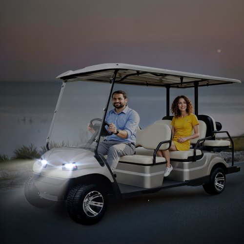 Golf Cart Light Kit, 12 Volt, Street Legal LED Headlight and Taillight Kit with Wiring Harness, Turn Signals, Hazard Light, Switch Horn, Brake Pad, Zip Ties, ABS Housing, for Club Car DS 1993-Up