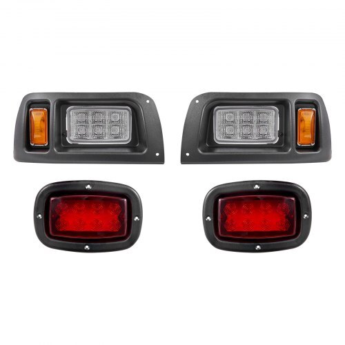 Golf Cart Light Kit, 12 Volt, Street Legal LED Headlight and Taillight Kit with Wiring Harness, Turn Signals, Hazard Light, Switch Horn, Brake Pad, Zip Ties, ABS Housing, for Club Car DS 1993-Up