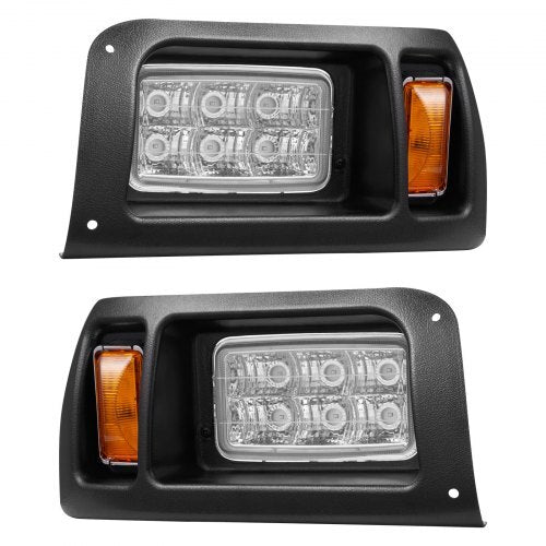 Golf Cart Light Kit, 12 Volt, Street Legal LED Headlight and Taillight Kit with Wiring Harness, Turn Signals, Hazard Light, Switch Horn, Brake Pad, Zip Ties, ABS Housing, for Club Car DS 1993-Up