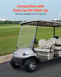 Golf Cart Light Kit, 12V, LED Headlight and Taillight Kit with Wiring Harness, Switch, Zip Ties, ABS Housing, High-Brightness, Waterproof and Dustproof, Suitable for Club Car DS 1993-Up Models