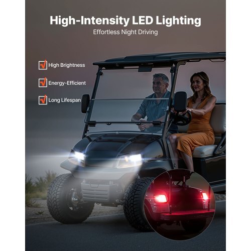 Golf Cart Light Kit, 12 Volt, Street Legal LED Headlight and Tail Light Kit with Wiring Harness, Turn Signals, Hazard Light, Switch Horn, Brake Pad, Zip Ties, ABS Housing, for EZGO TXT 1996-2013