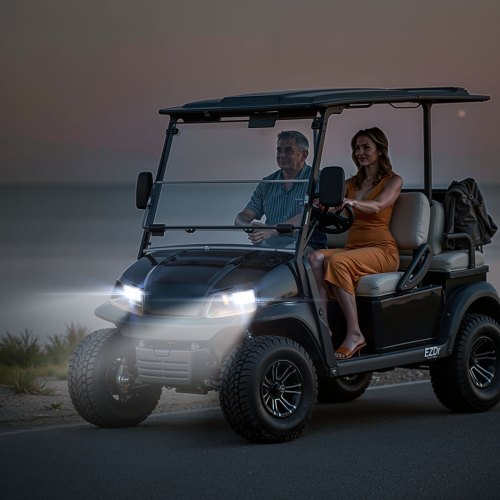 Golf Cart Light Kit, 12 Volt, Street Legal LED Headlight and Tail Light Kit with Wiring Harness, Turn Signals, Hazard Light, Switch Horn, Brake Pad, Zip Ties, ABS Housing, for EZGO TXT 1996-2013