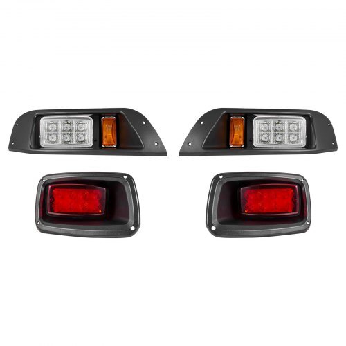 Golf Cart Light Kit, 12 Volt, Street Legal LED Headlight and Tail Light Kit with Wiring Harness, Turn Signals, Hazard Light, Switch Horn, Brake Pad, Zip Ties, ABS Housing, for EZGO TXT 1996-2013