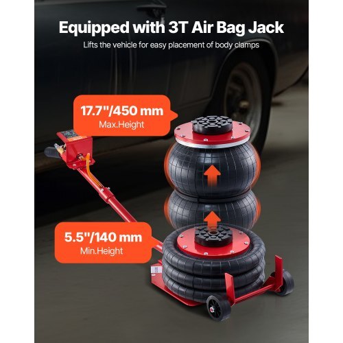 Auto Body Frame Puller Straightener, 6T Tension Car Body Repair Equipment with 3T Airbag Jack & 6000PSI Hydraulic Foot Pump, Include 16 Straightening Tools, for Auto Repair Shop Sedan SUV Pickup