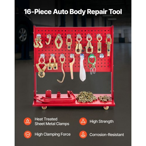 Auto Body Frame Puller Straightener, 6T Tension Car Body Repair Equipment with 3T Airbag Jack & 6000PSI Hydraulic Foot Pump, Include 16 Straightening Tools, for Auto Repair Shop Sedan SUV Pickup