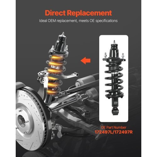 Rear Shock Absorber Strut Assembly, 2Pcs Shock and Strut Assembly with Coil Spring, Compatible with 2007-2009 Honda CR-V Models, Automotive Replacement Struts for OE 172497L 172497R