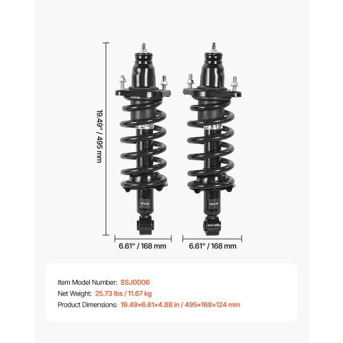 Rear Shock Absorber Strut Assembly, 2Pcs Shock and Strut Assembly with Coil Spring, Compatible with 2007-2009 Honda CR-V Models, Automotive Replacement Struts for OE 172497L 172497R