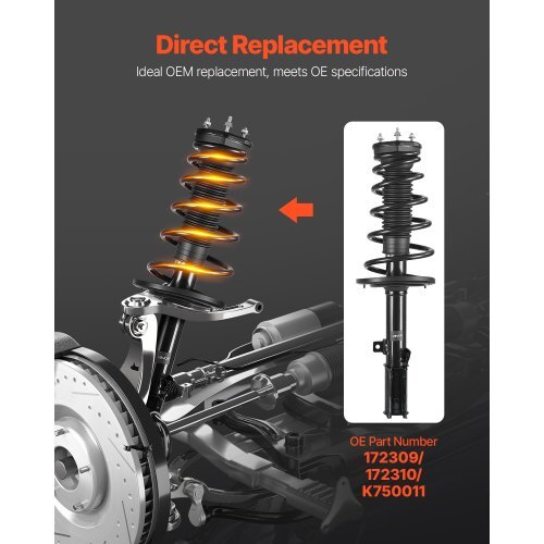 Rear Shock Absorber Strut Assembly, 2Pcs Shock and Strut Assembly with Stabilizer Bar & Coil Spring, Compatible with 2007-2011 Toyota Camry and 2008-2012 Toyota Avalon Models, OE 172401