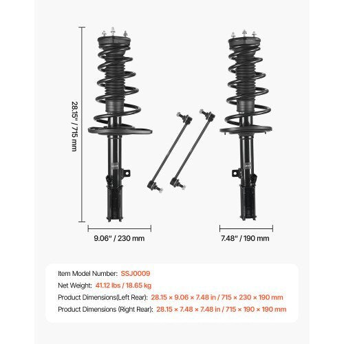 Rear Shock Absorber Strut Assembly, 2Pcs Shock and Strut Assembly with Stabilizer Bar & Coil Spring, Compatible with 2007-2011 Toyota Camry and 2008-2012 Toyota Avalon Models, OE 172401