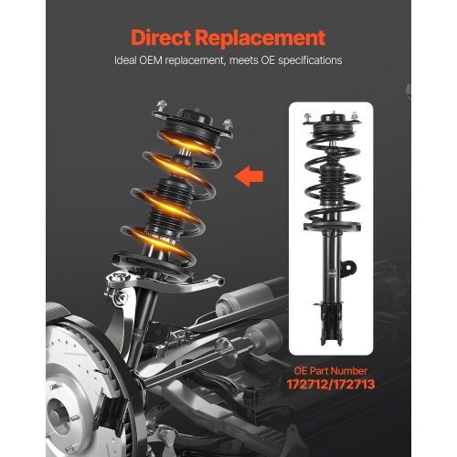 Front Shock Absorber Strut Assembly, 2Pcs Shock and Strut Assembly with Coil Spring, Compatible with 2011-2013 Kia Sorento, Automotive Replacement Struts for OE 172712 / 172713