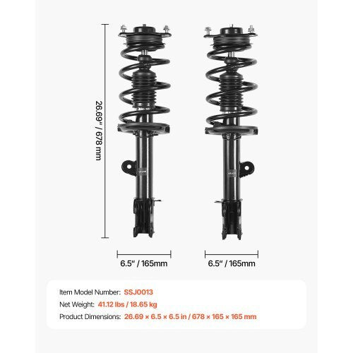 Front Shock Absorber Strut Assembly, 2Pcs Shock and Strut Assembly with Coil Spring, Compatible with 2011-2013 Kia Sorento, Automotive Replacement Struts for OE 172712 / 172713