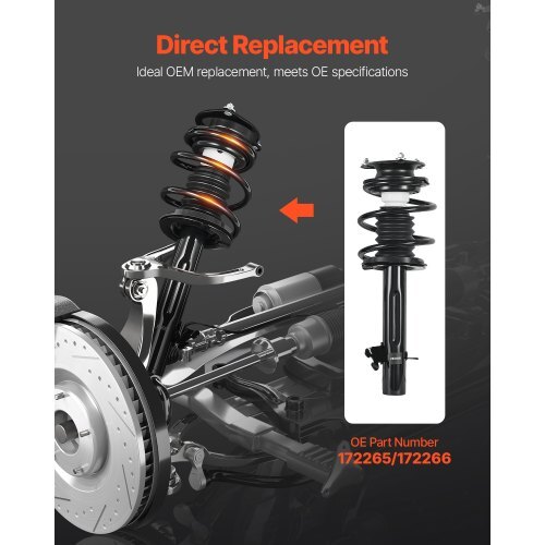 Front Shock Absorber Strut Assembly, 2Pcs Shock and Strut Assembly with Coil Spring, Compatible with 2002-2006 Mini Cooper Convertible, Automotive Replacement Struts for OE 172265 / 172266