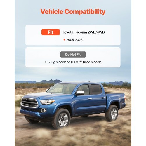 3 Inch Front and 2 Inch Rear Leveling Lift Kit for 2005-2021, 2022, 2023 Toyota Tacoma 2WD/4WD, Chassis Level Kit with 2 Front Strut Spacers, 2 Rear Lift Blocks, 4 U-Bolts, Suspension Level Kit