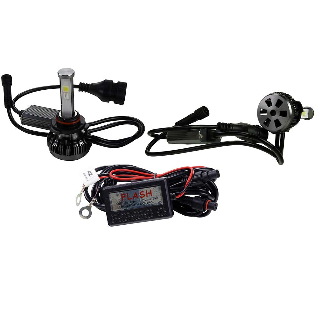MaxPower 9004 / 9007  RGB 6000K LED Headlights Controlled By Smart Phone Via Bluetooth