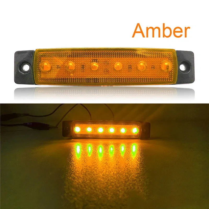 Emitting Color: Crystal Blue - 1Pcs Truck Trailer Side Marker Indicators clearance Light Car Brake Rear Highlight Tail Light 6LED 12V/24V Warning Signal Lamp