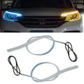Emitting Color: Crystal Blue - 2PCS 30CM Car Daytime Running Light Flexible Strip Ice Blue Turn Signal Yellow Brake Flow Lights DRL Auto Headlights 12v