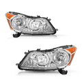 For 08-12 honda accord sedan chrome housing amber corner headlight head lamps