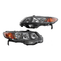 2pcs Front Left Right Headlights for Honda Civic 2006-2011 2dr Coupe Models Only Black