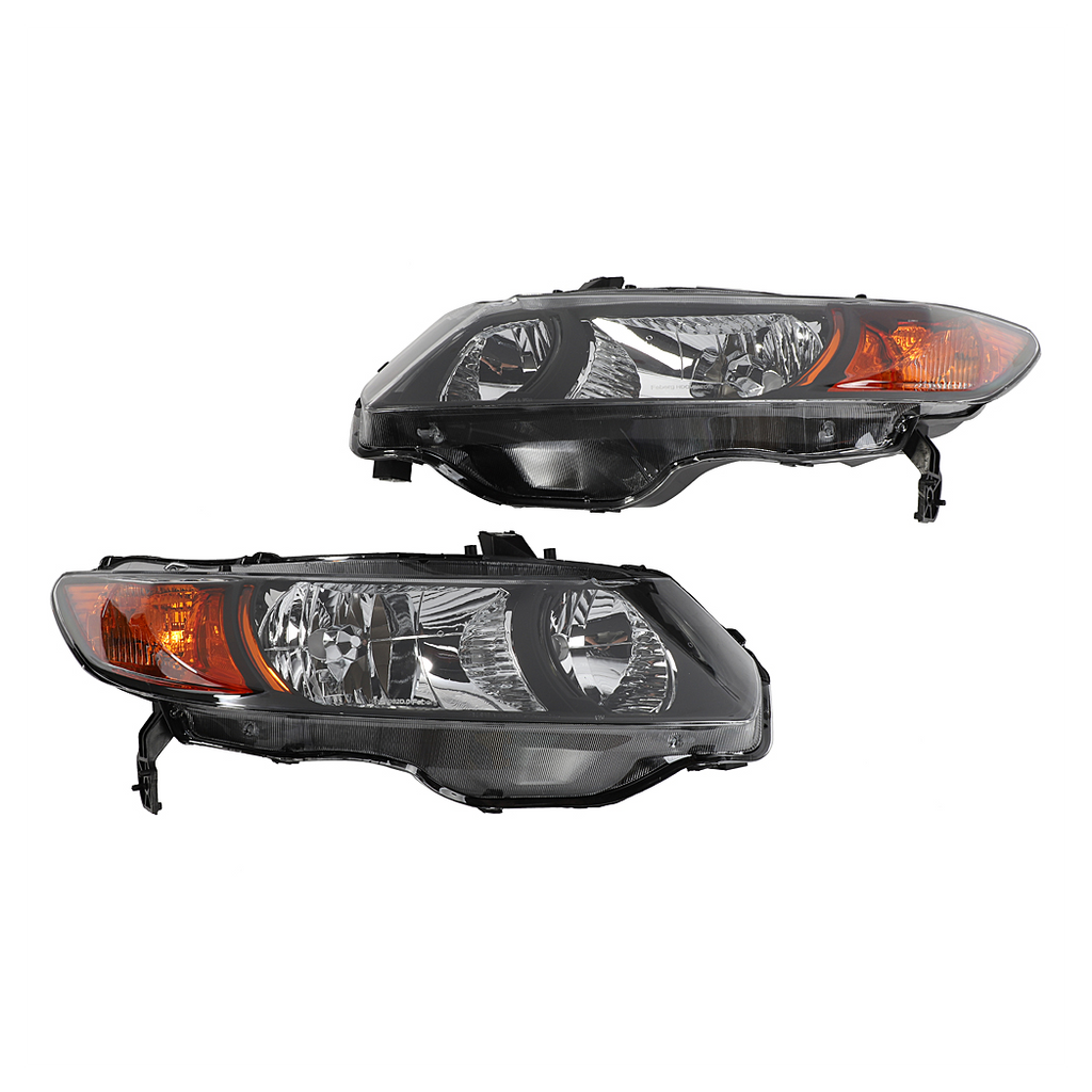2pcs Front Left Right Headlights for Honda Civic 2006-2011 2dr Coupe Models Only Black