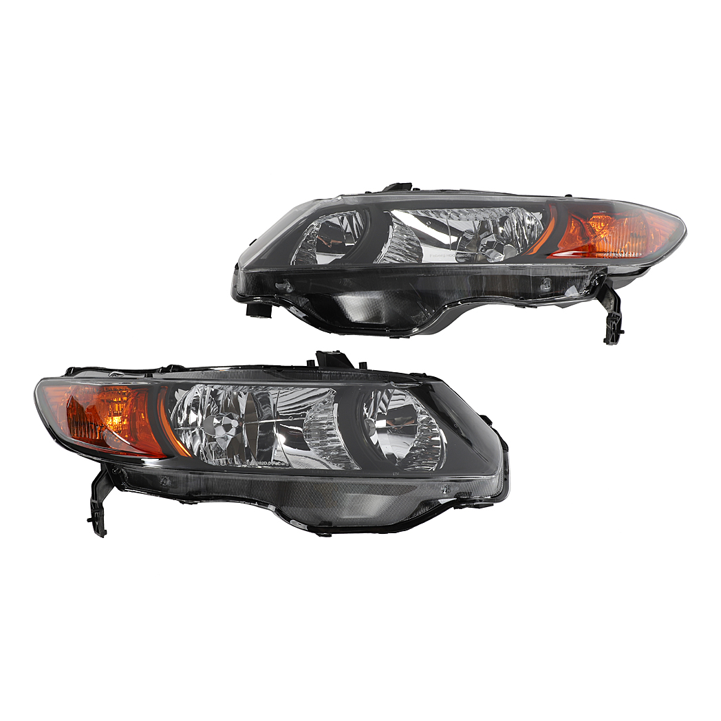 2pcs Front Left Right Headlights for Honda Civic 2006-2011 2dr Coupe Models Only Black