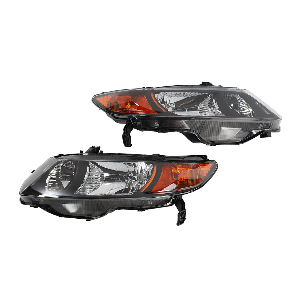2pcs Front Left Right Headlights for Honda Civic 2006-2011 2dr Coupe Models Only Black
