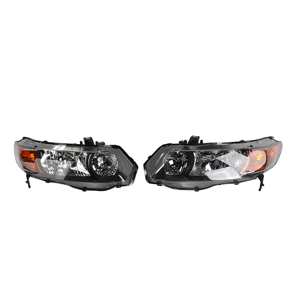 2pcs Front Left Right Headlights for Honda Civic 2006-2011 2dr Coupe Models Only Black