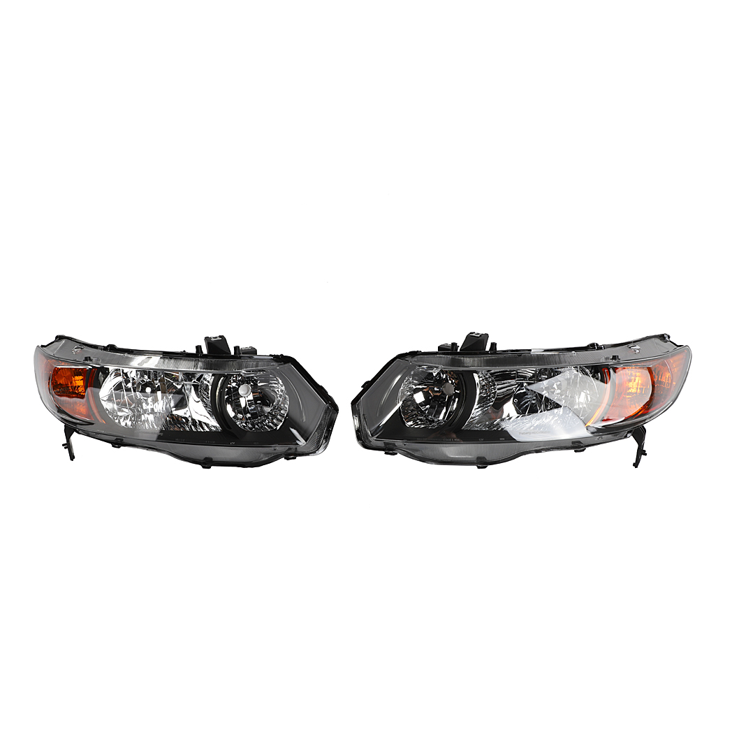 2pcs Front Left Right Headlights for Honda Civic 2006-2011 2dr Coupe Models Only Black