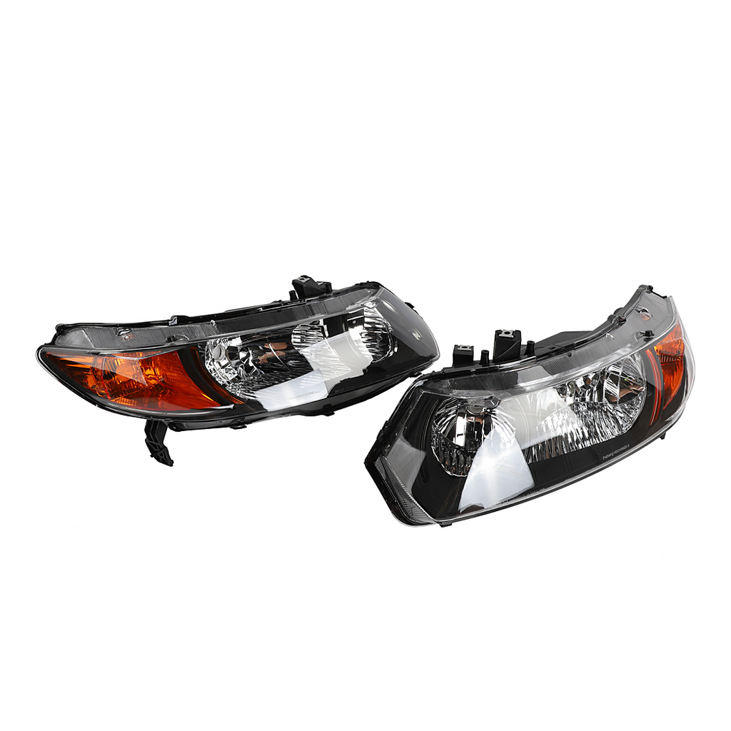 2pcs Front Left Right Headlights for Honda Civic 2006-2011 2dr Coupe Models Only Black