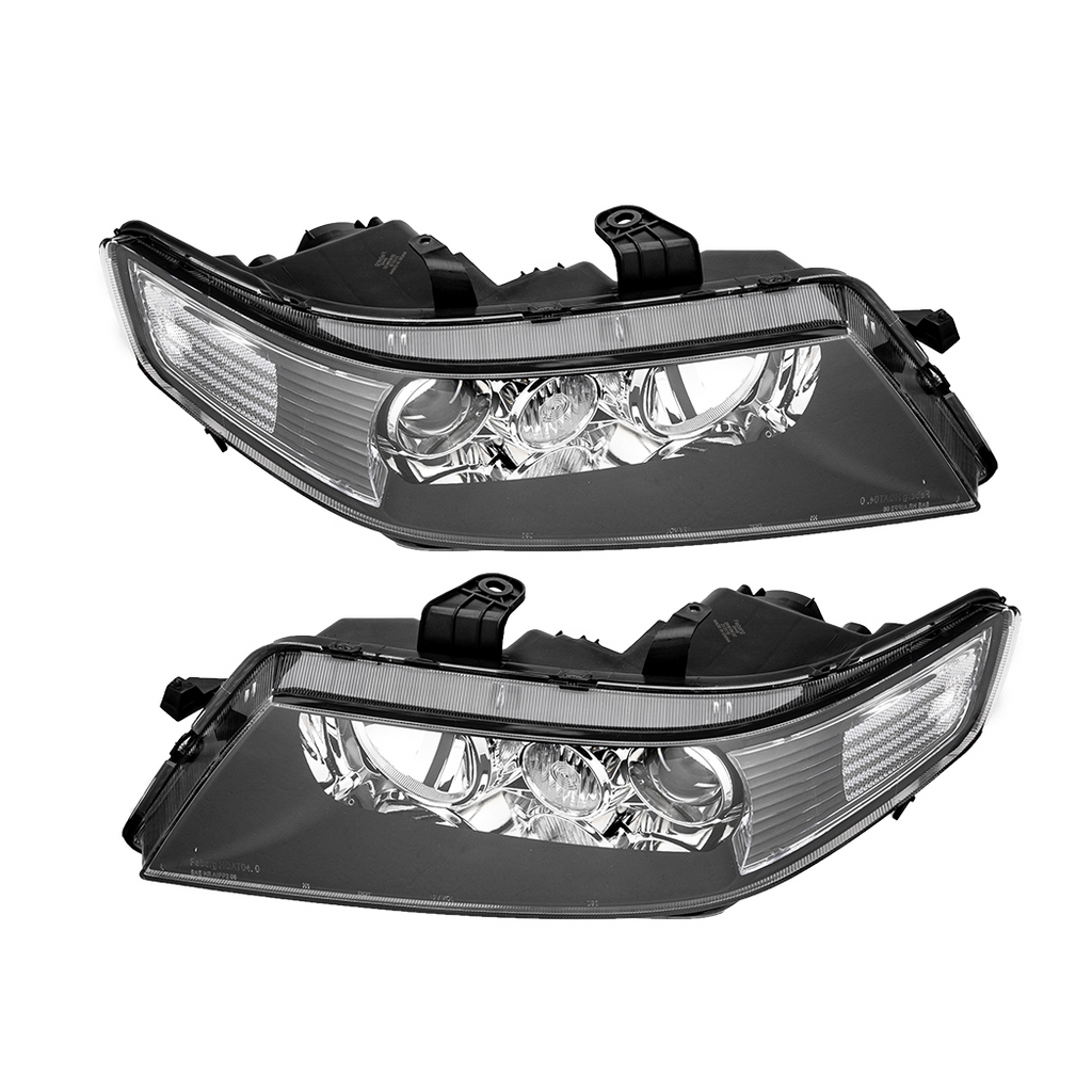 Set of (2) Headlights Halogen  Factory Black Clear for 2004-2008 Acura TSX