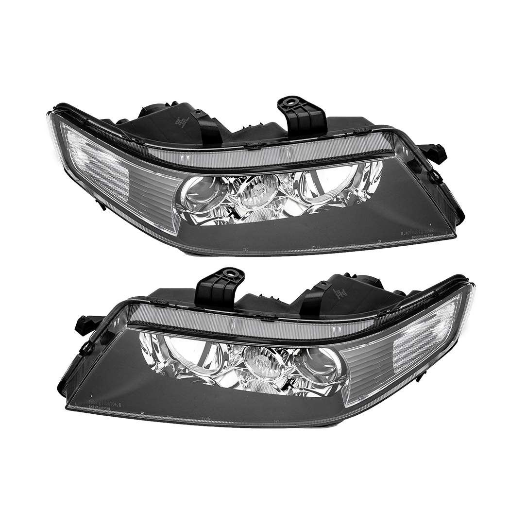 Set of (2) Headlights Halogen  Factory Black Clear for 2004-2008 Acura TSX