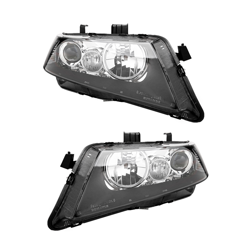 Set of (2) Headlights Halogen  Factory Black Clear for 2004-2008 Acura TSX
