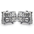 Pair Chrome Headlights Clear Lens For 2007-2013 Chevy Silverado 1500 2500 3500
