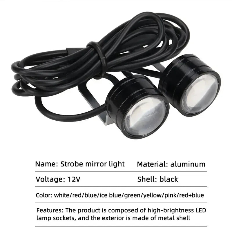 Color: WHITE - 2pcs Motorcycle Flash Strobe Eagle Eye Motorcycle Daytime Running Light Fog Lamp Headlight Moto Accessories