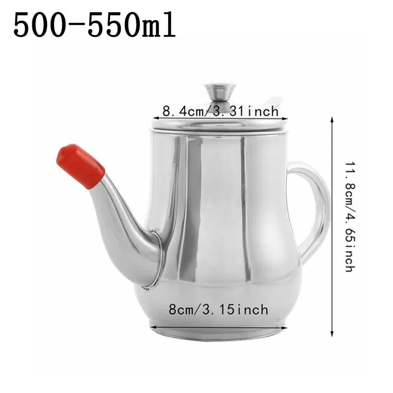 Color: Orange - Cooking Oil Filter Pot Container Oil Separator Bottle Stainless Steel Storage Pot Oil Tank With Filter Mesh Kitchen Household