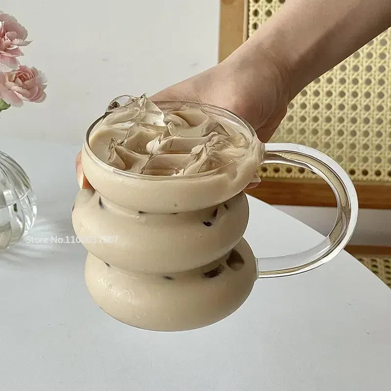 Color: light yellow, Capacity: 301-400ml - Transparent Heat Resistant Glass Coffee Mug Glass  Latte Cup Breakfast Mug Milk Water Cocktail Glass Cup Beer Drinking Glasses