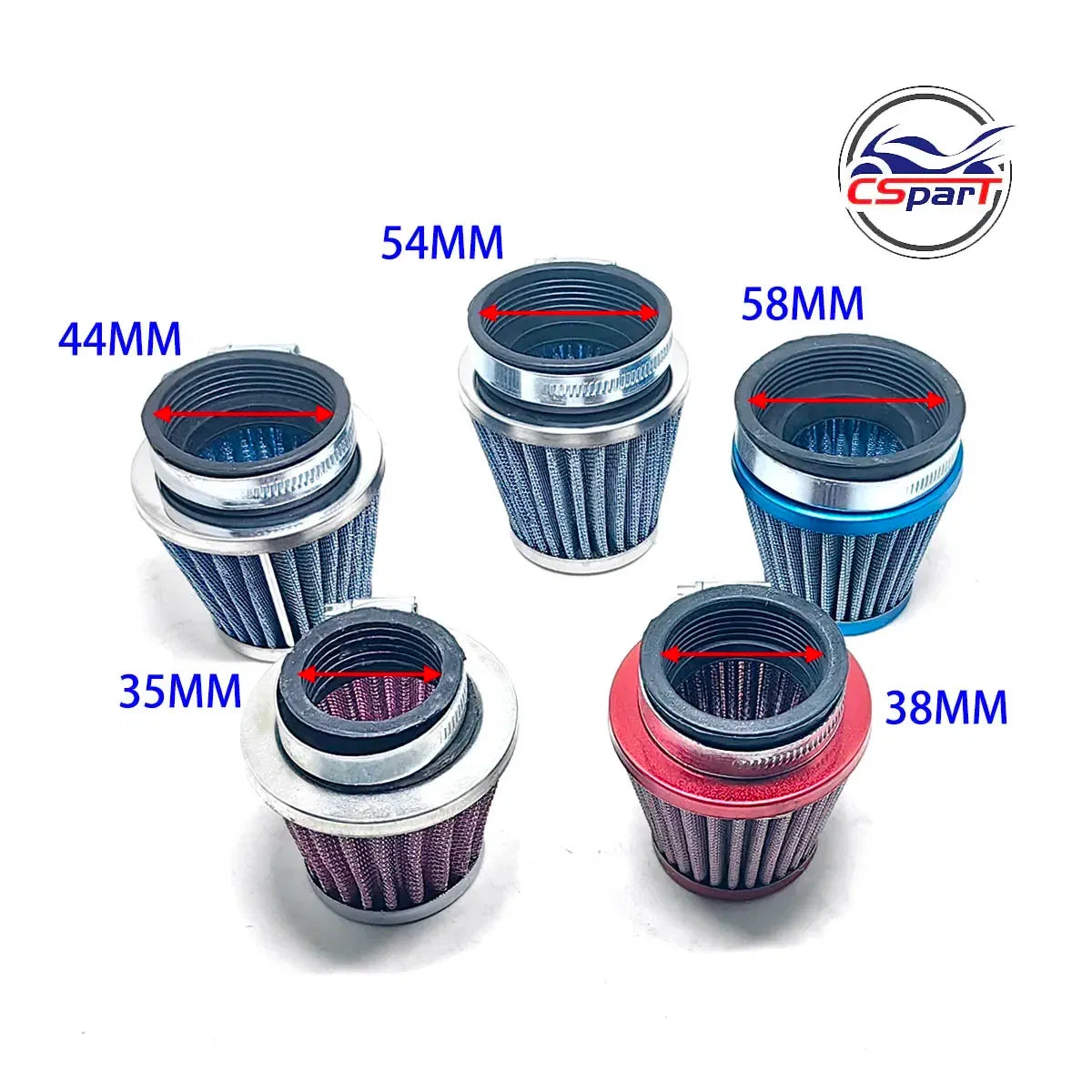 Color: WHITE - 35MM 38MM 44MM 54MM 58MM Air filter Mini Moto Dirt Pit Bike ATV Quad Scooter Buggy Pocket Parts