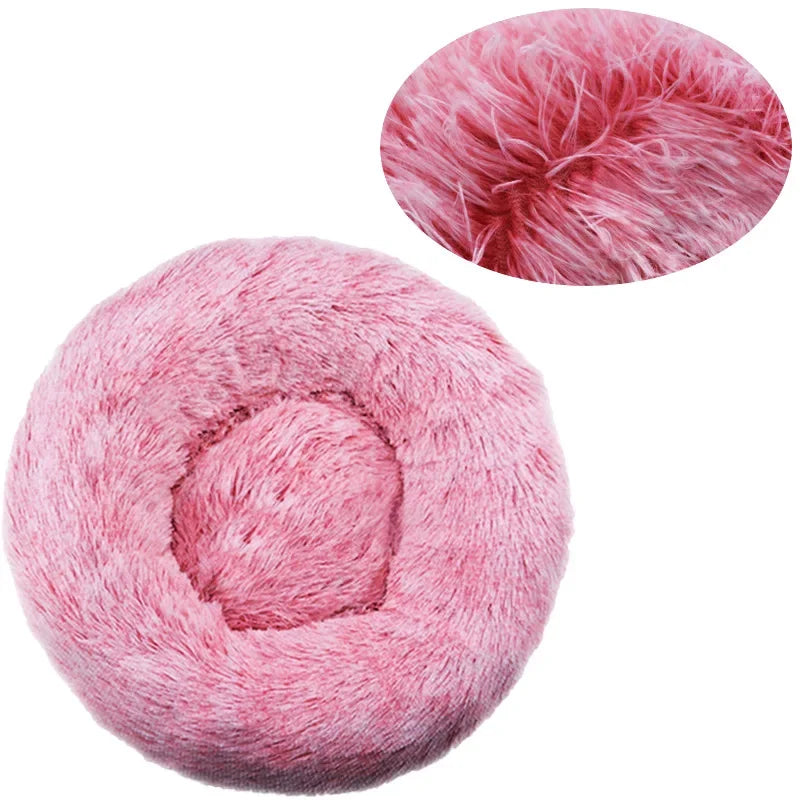 Calming Plush Donut Pet Bed – Washable Anti-Anxiety Dog & Cat Bed
